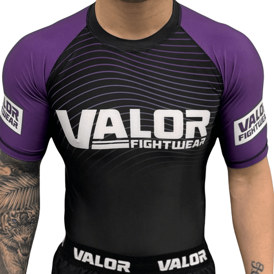IBJJF Purple Belt Ranked No Gi BJJ/MMA Rash Guard - Purple/Black - Valor Fightwear