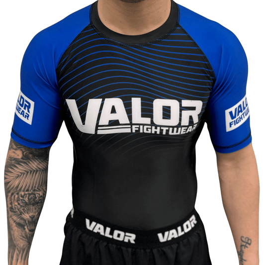 IBJJF Blue Belt Ranked No Gi BJJ/MMA Rash Guard - Blue/Black - Valor Fightwear