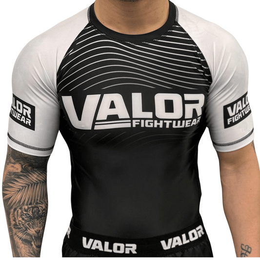 IBJJF White Belt Ranked No Gi BJJ/MMA Rash Guard - White/Black - Valor Fightwear Adult Rashguard Valor Fightwear   