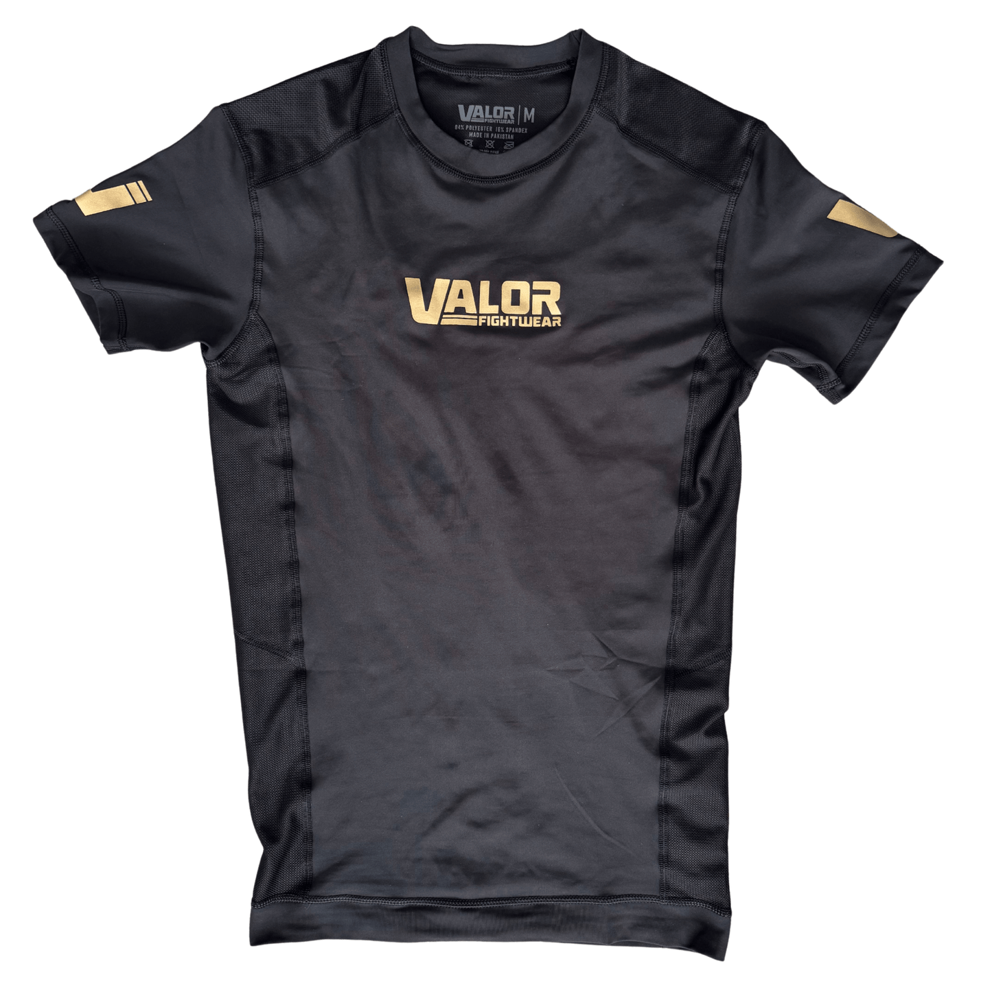 VALOR BLACK / GOLD MESH SHORT SLEEVE RASH GUARD