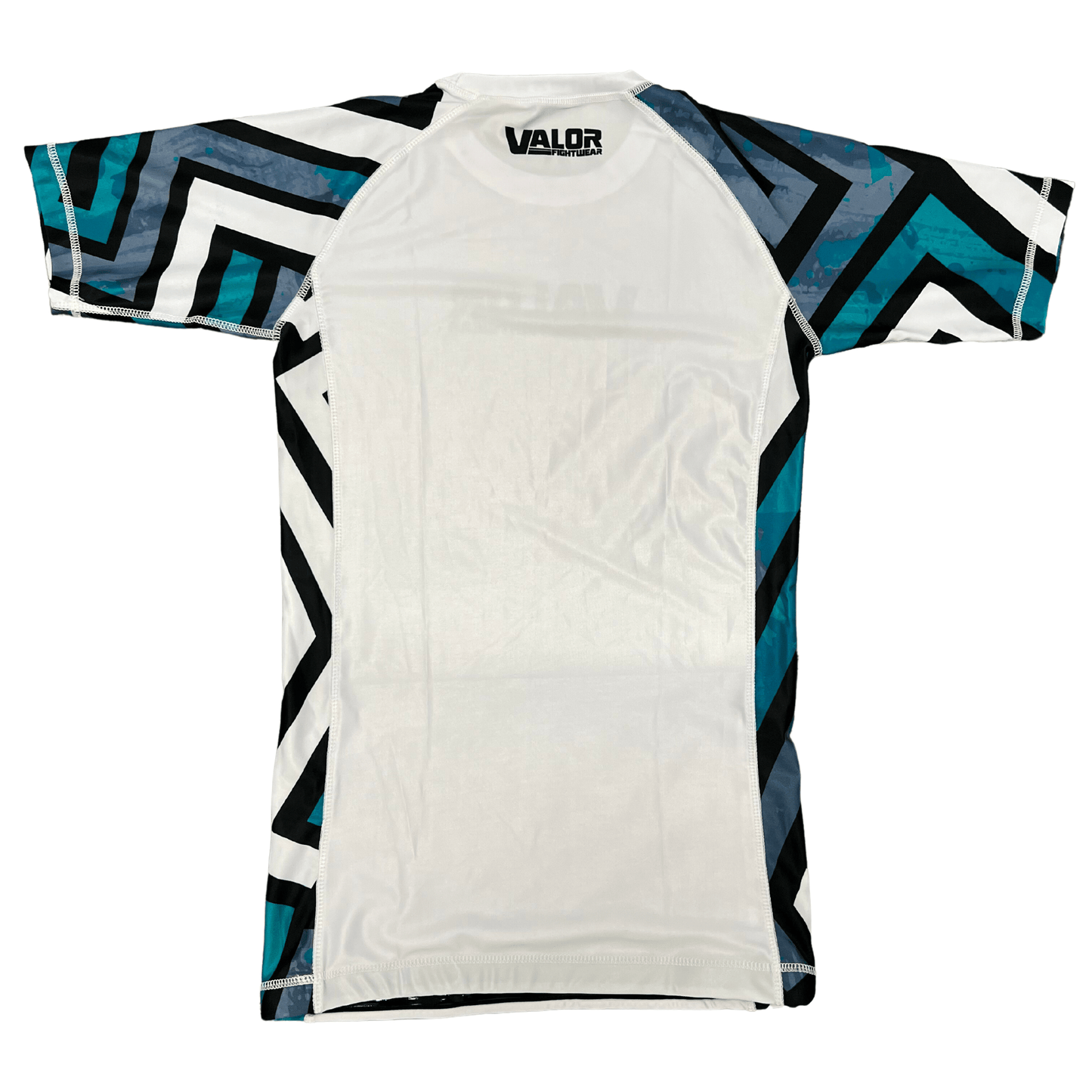 Geometric Design No Gi BJJ/MMA Rash Guard - White/Blue - Valor Fightwear