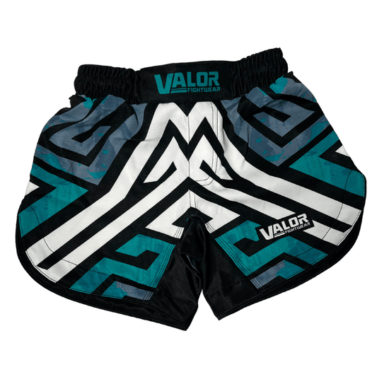 Valor Fightwear Kids MMA Shorts Kids Geometric No Gi BJJ/MMA Board Shorts - Green - Valor Fightwear