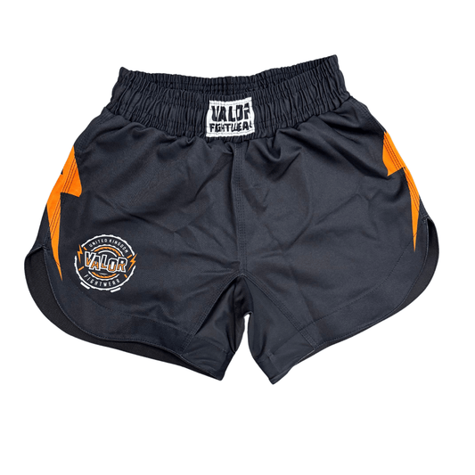 Kids No Gi BJJ/MMA Board Shorts - Black / Orange - Valor Fightwear