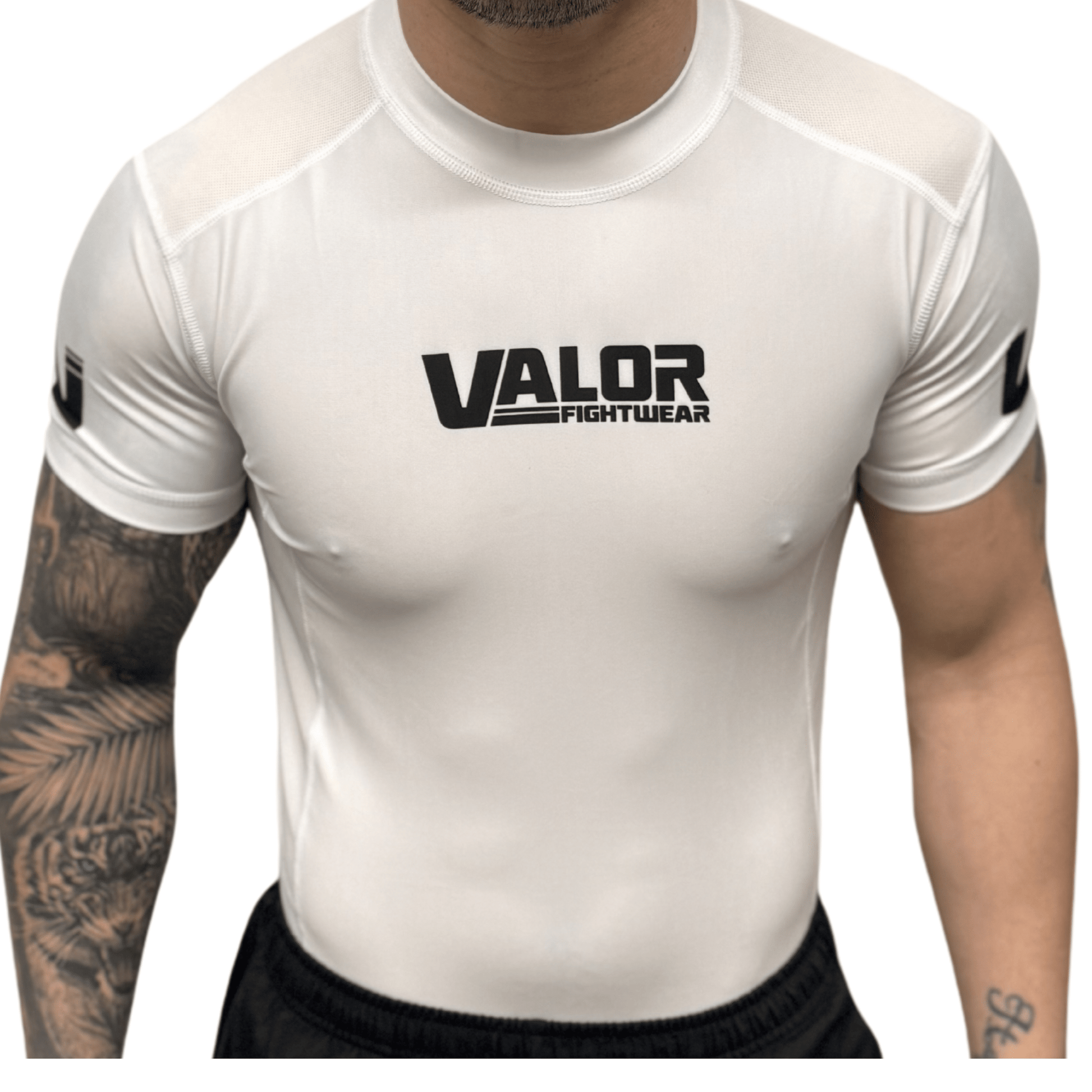 VALOR WHITE MESH SHORT SLEEVE RASH GUARD
