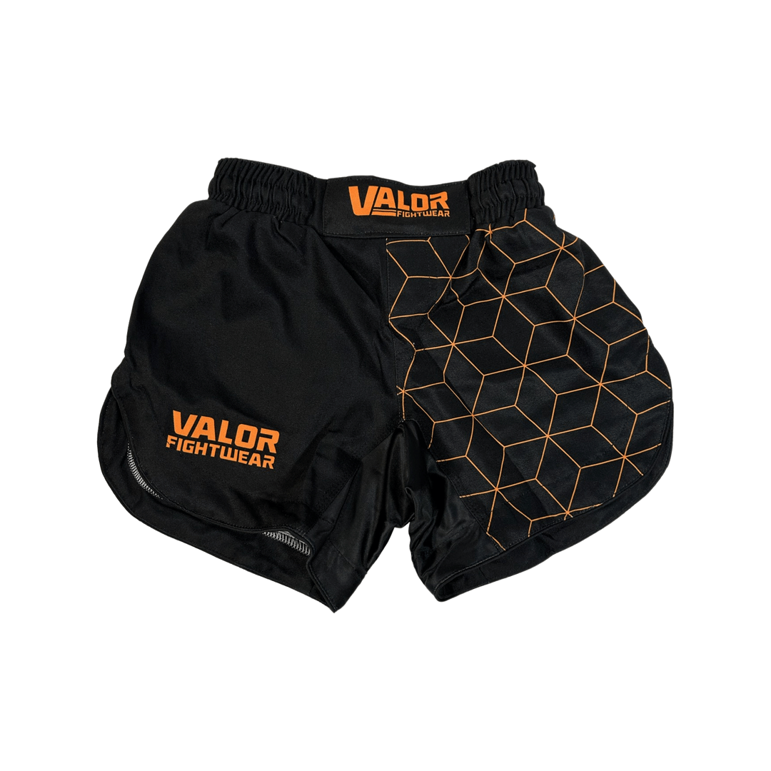 KIDS VALOR GEO ORANGE SHORTS Kids MMA Shorts Valor Fightwear   