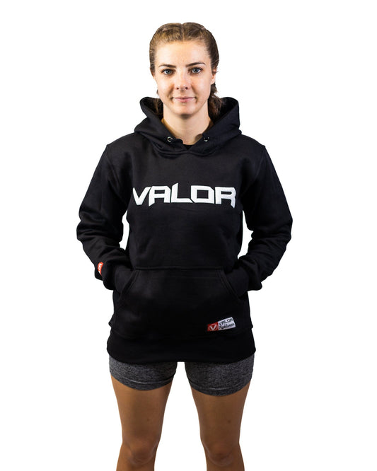 VALOR BLACK HOODIE – White
