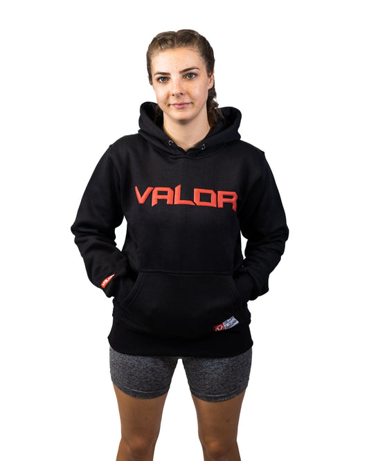 VALOR BLACK HOODIE – RED