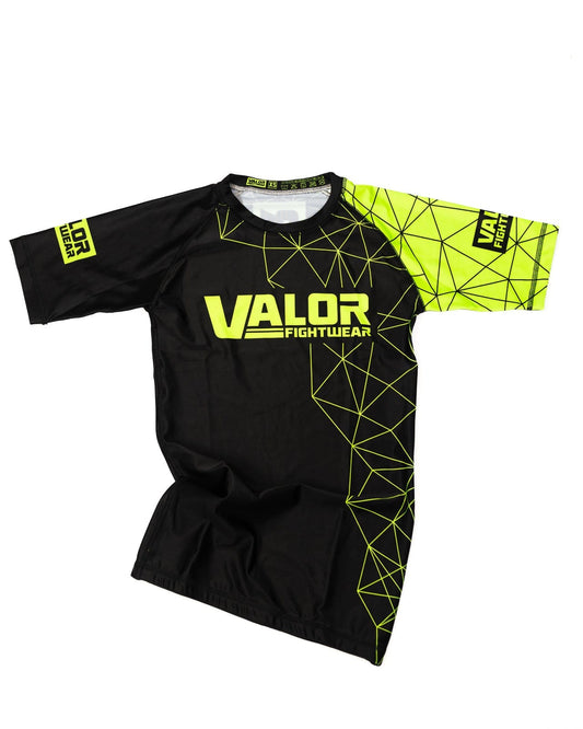Kids No Gi BJJ/MMA Rash Guard - Geometric Green - Valor Fightwear