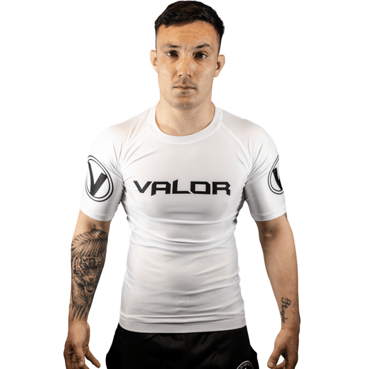 VALOR CLASSIC SHORT SLEEVE RASH GUARD WHITE