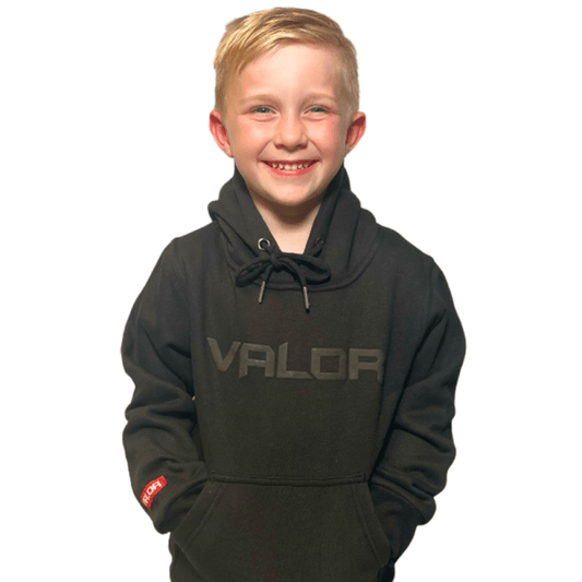 KIDS VALOR BLACK HOODIE – STEALTH
