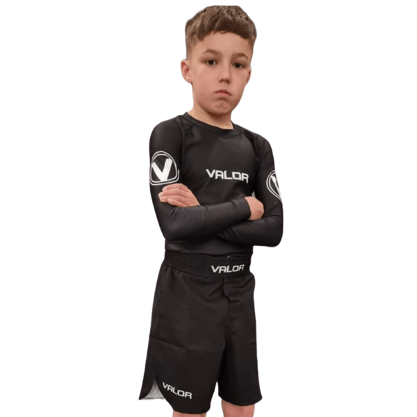 KIDS VALOR CLASSIC LONG SLEEVE RASH GUARD BLACK