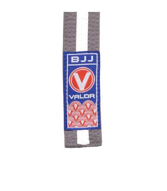 Kids IBJJF Rank Belt - Grey with White Stripe - BJJ Belt - Valor Fightwear Kids Belt Valor Fightwear