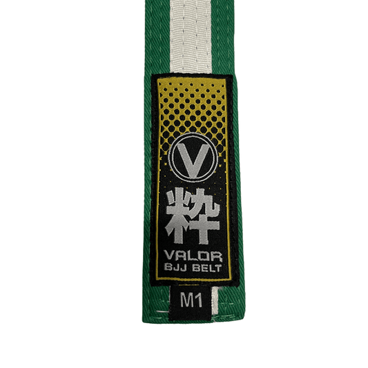 Kids IBJJF Rank Belt - Green with White Stripe - BJJ Belt - Valor Fightwear