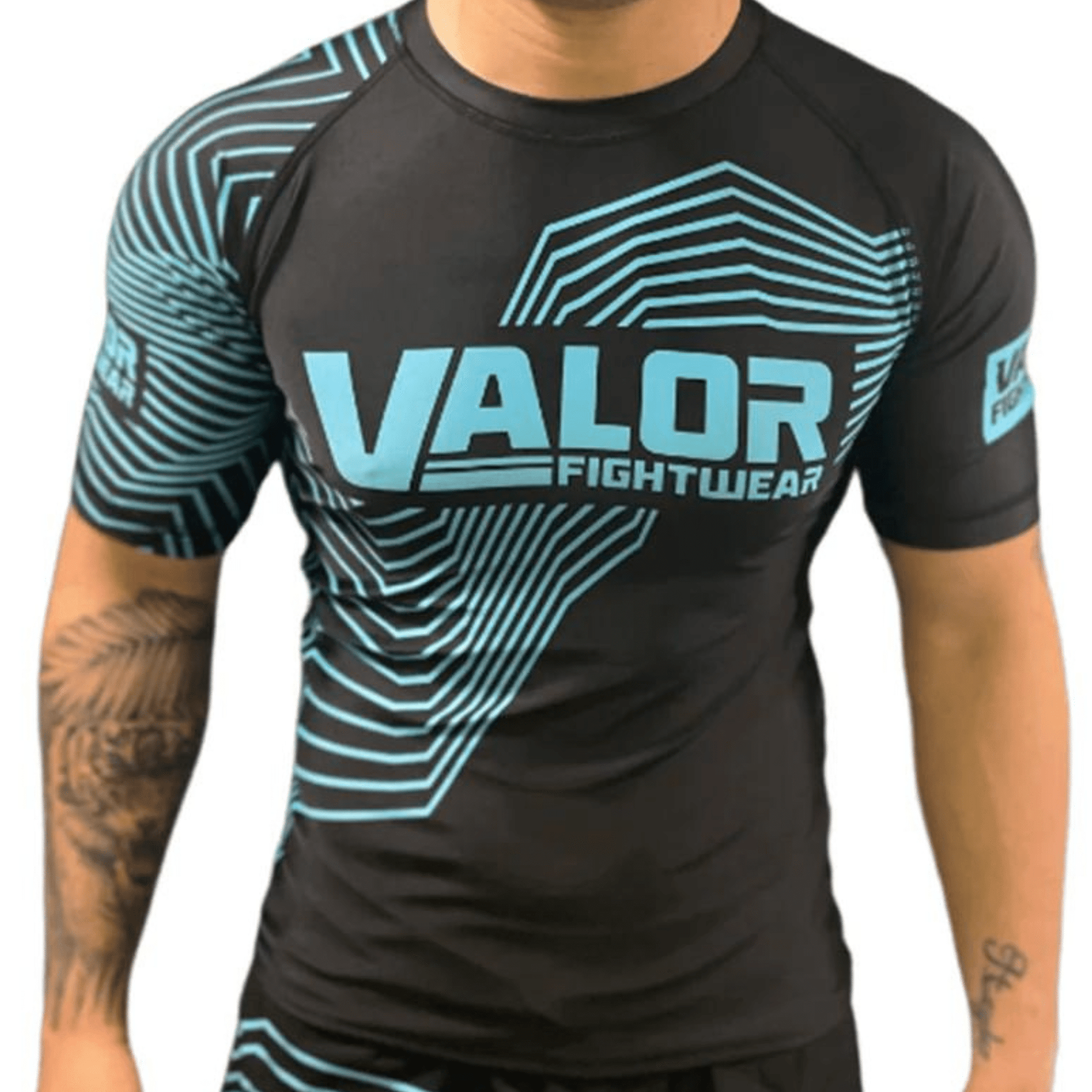 Geometric Design No Gi BJJ/MMA Rash Guard - Blue/Black - Valor Fightwear Adult Rashguard Valor Fightwear