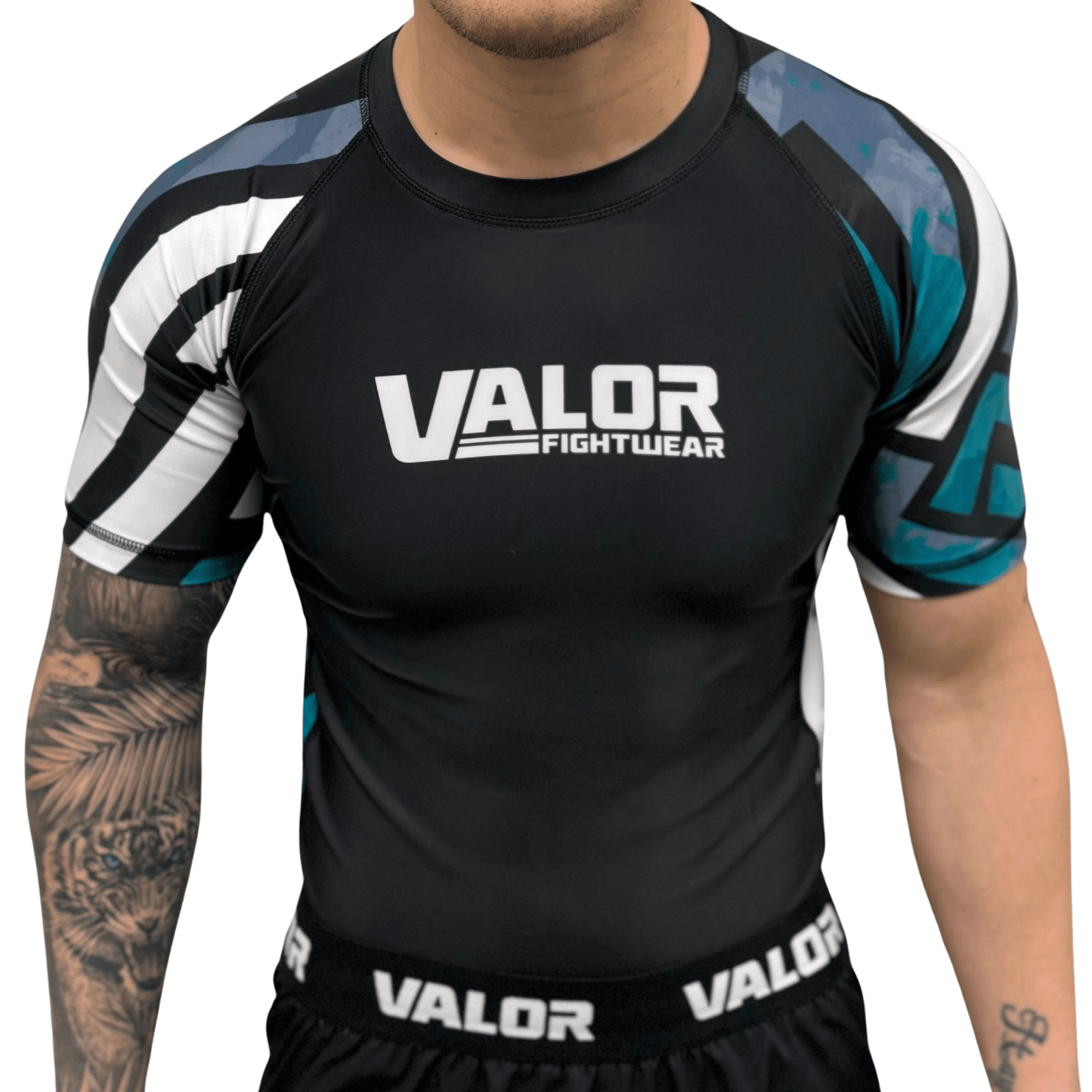 Geometric Design No Gi BJJ/MMA Rash Guard - Green/Black - Valor Fightwear