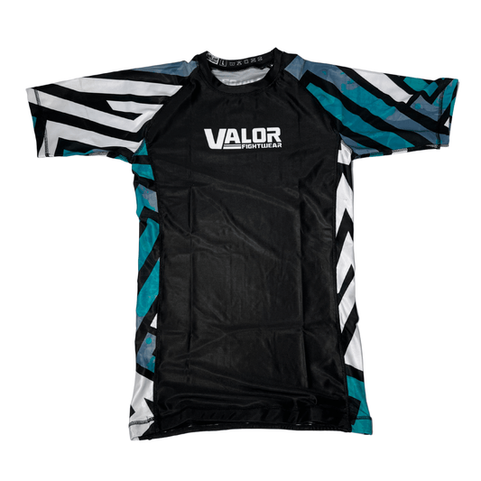Geometric Design No Gi BJJ/MMA Rash Guard - Green/Black - Valor Fightwear Adult Rashguard Valor Fightwear   