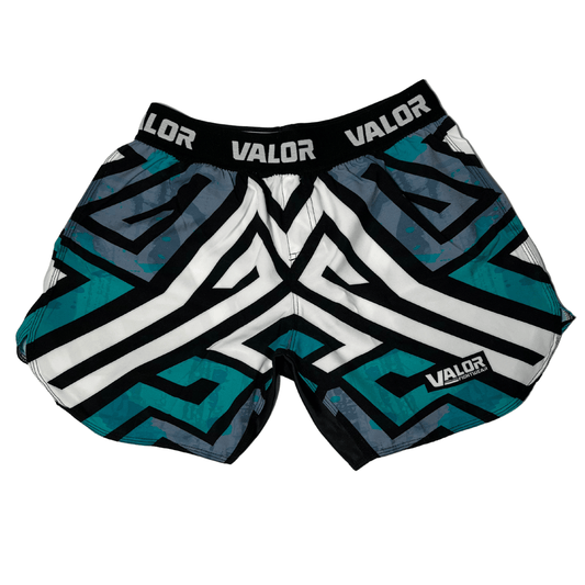 Geometric Design No Gi BJJ/MMA Rash Guard Shorts - Green - Valor Fightwear