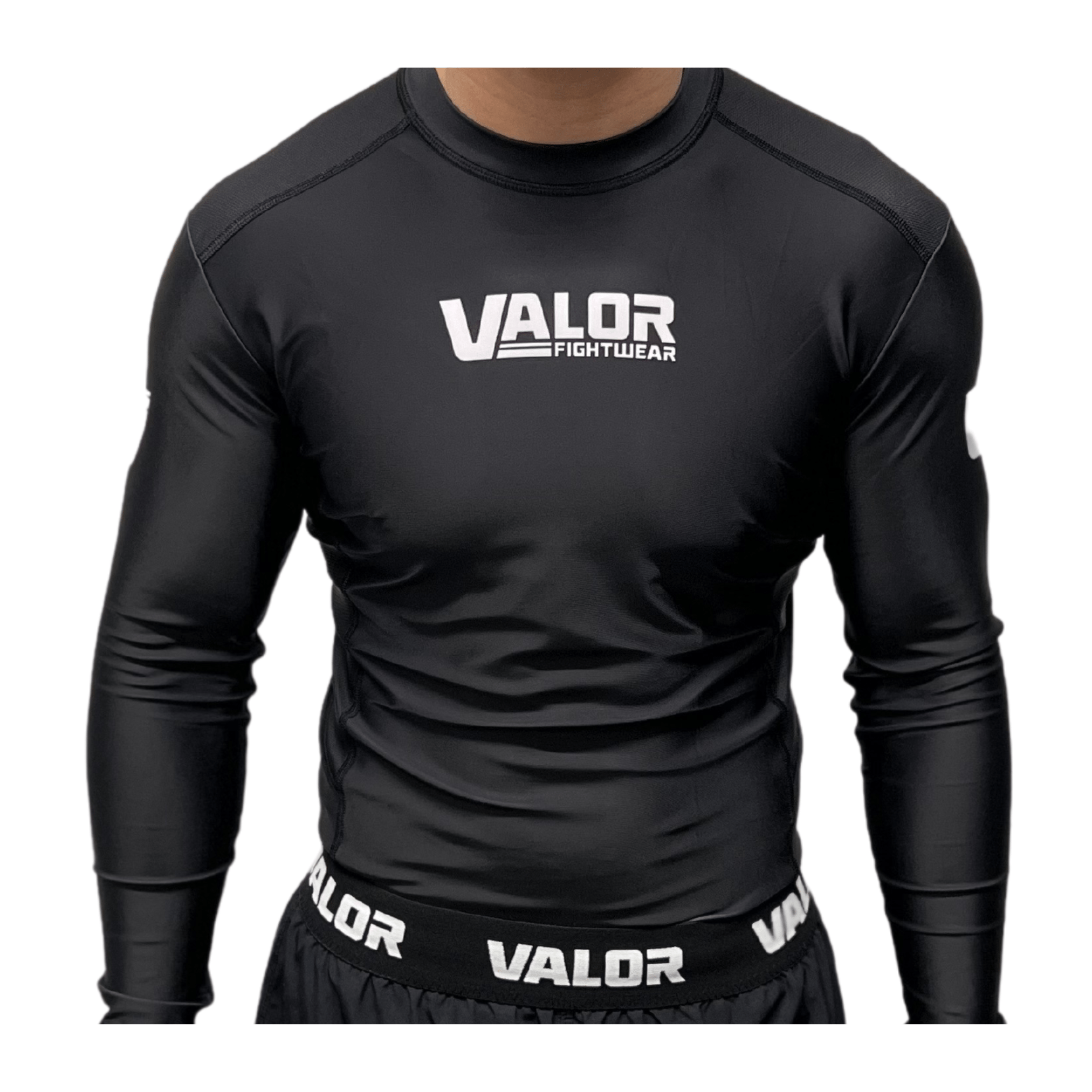 Valor Mesh Long Sleeve Rash Guard White on Black