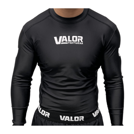 VALOR BLACK MESH LONG SLEEVE RASH GUARD  Valor Fightwear   
