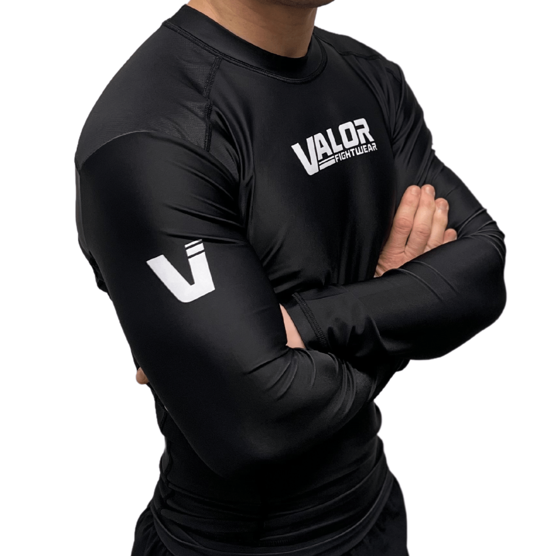 Valor Mesh Long Sleeve Rash Guard White on Black