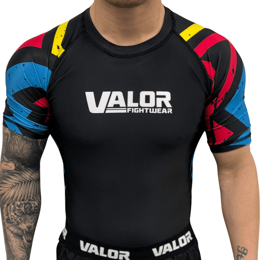Geometric Design No Gi BJJ/MMA Rash Guard - Retro - Valor Fightwear Adult Rashguard Valor Fightwear   