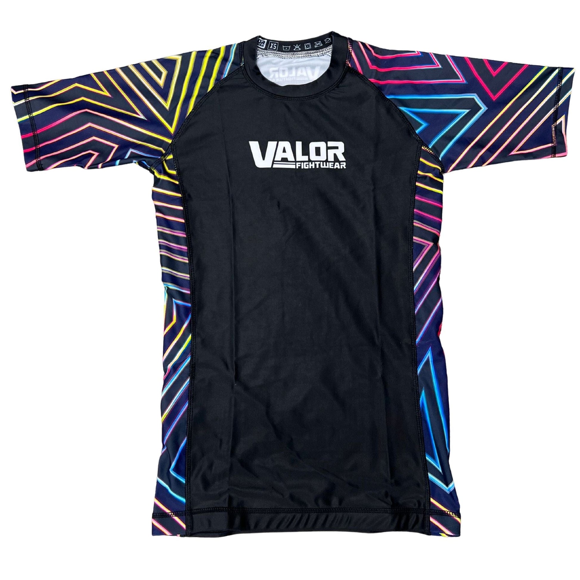 Kids No Gi BJJ/MMA Rash Guard - Geometric Neon - Valor Fightwear Kids Rashguard Valor Fightwear