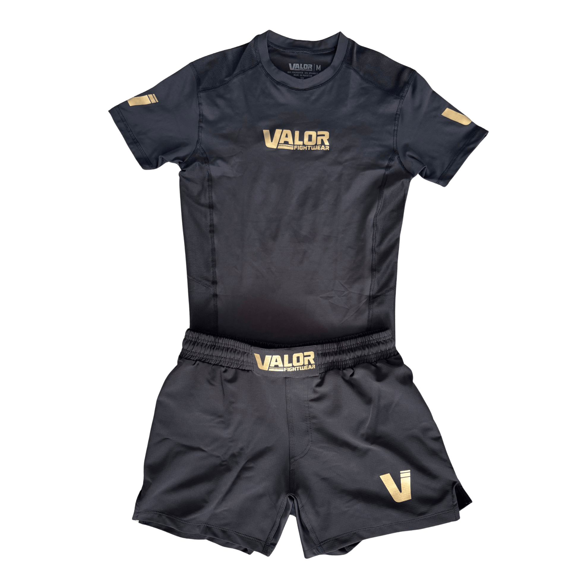 VALOR BLACK / GOLD MESH SHORT SLEEVE RASH GUARD
