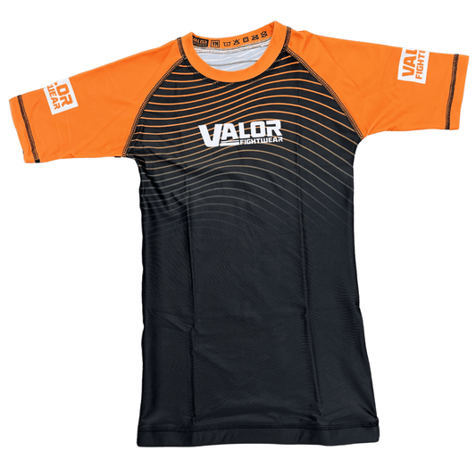 Kids No Gi BJJ/MMA Rash Guard - Orange - Valor Fightwear Kids Rashguard Valor Fightwear
