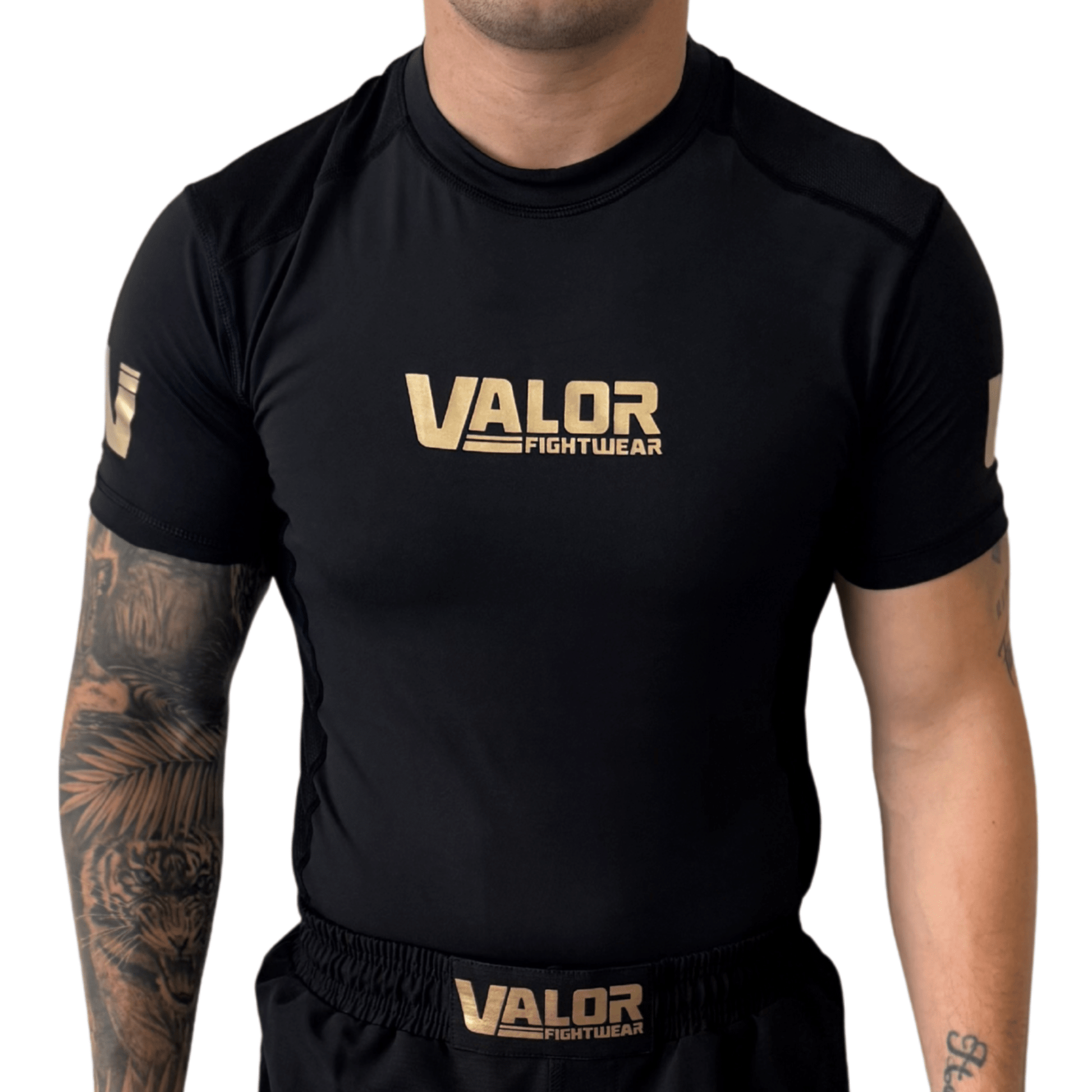 VALOR BLACK / GOLD MESH SHORT SLEEVE RASH GUARD