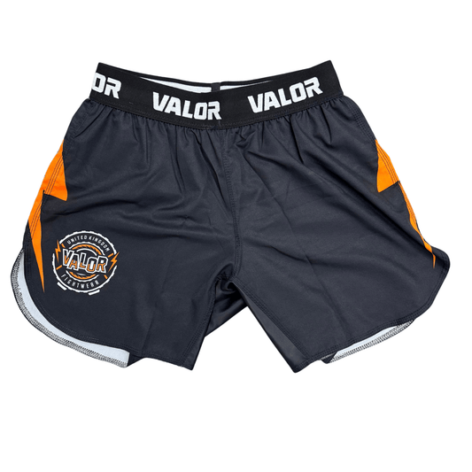 Adult No Gi BJJ/MMA Board Shorts - Black / Orange - Valor Fightwear MMA Shorts Valor Fightwear
