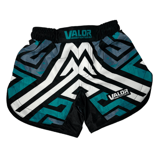 Kids Geometric No Gi BJJ/MMA Board Shorts - Green - Valor Fightwear Kids MMA Shorts Valor Fightwear