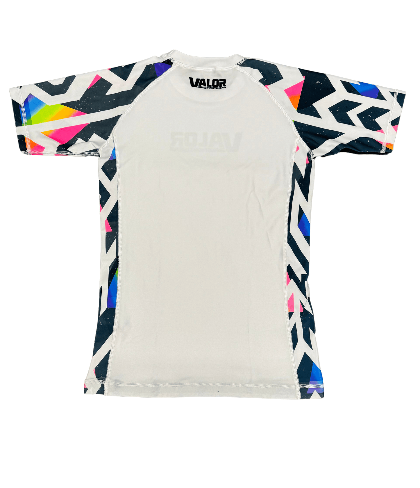 Kids No Gi BJJ/MMA Rash Guard - Geometric Fusion Flow White- Valor Fightwear