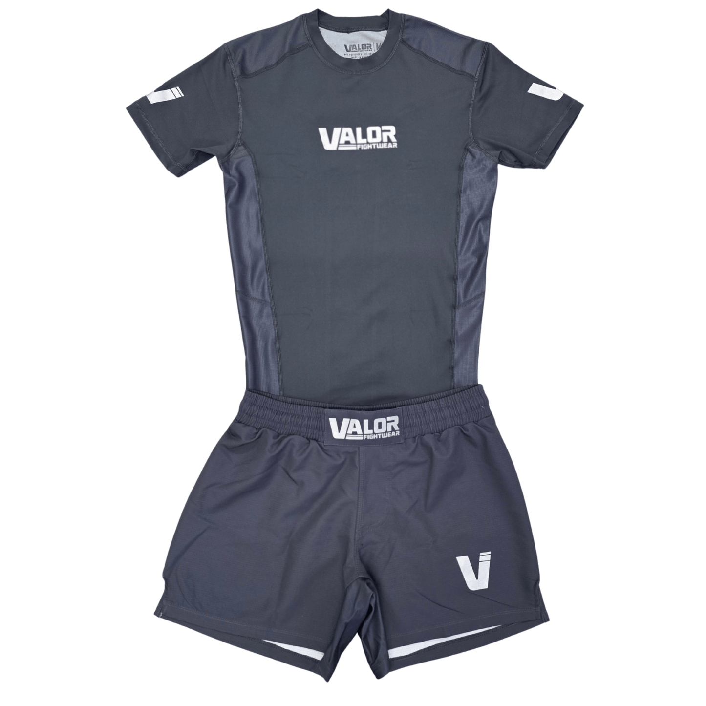 VALOR GREY / SILVER MESH SHORT SLEEVE RASH GUARD Valor Fightwear