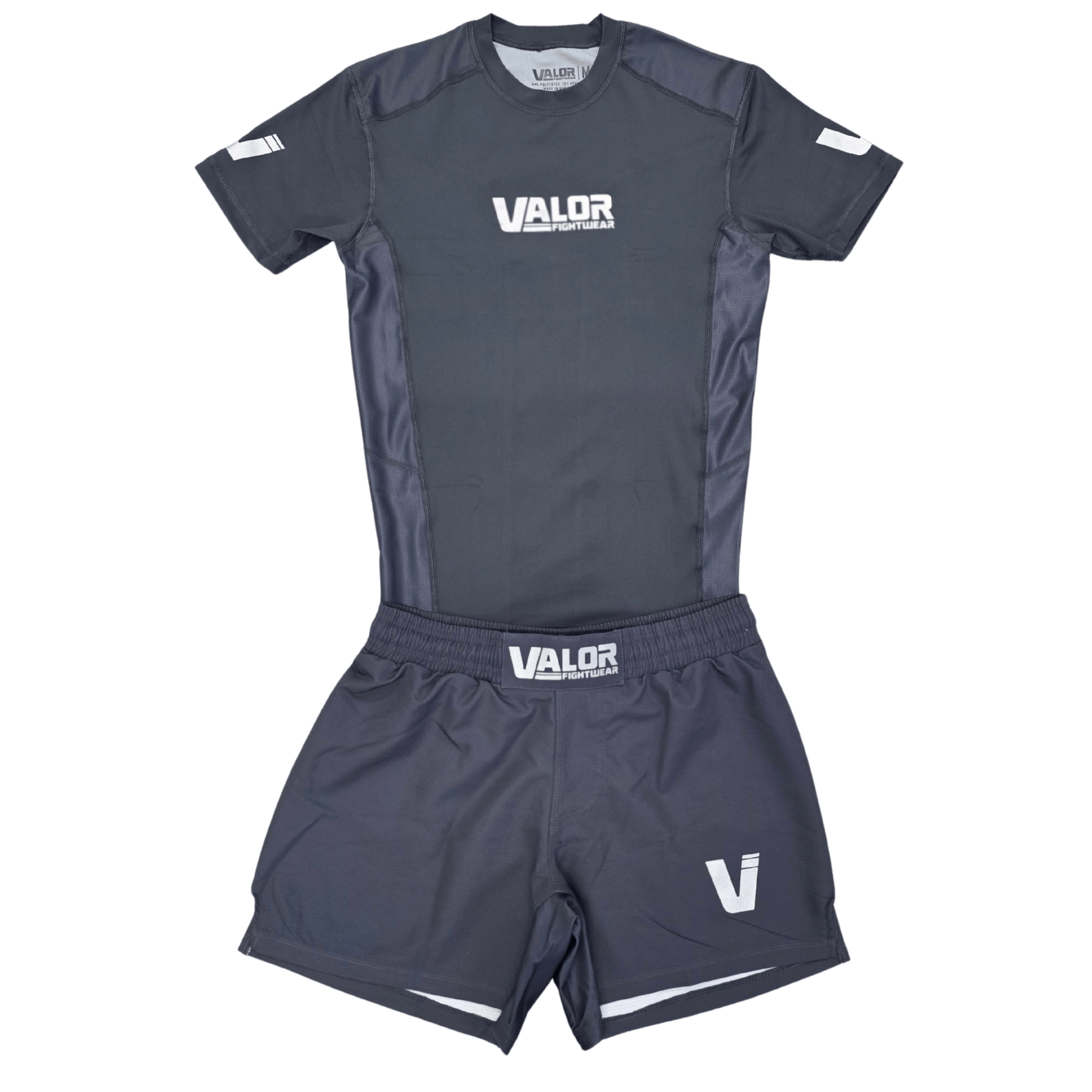 VALOR GREY / SILVER MESH SHORT SLEEVE RASH GUARD Valor Fightwear