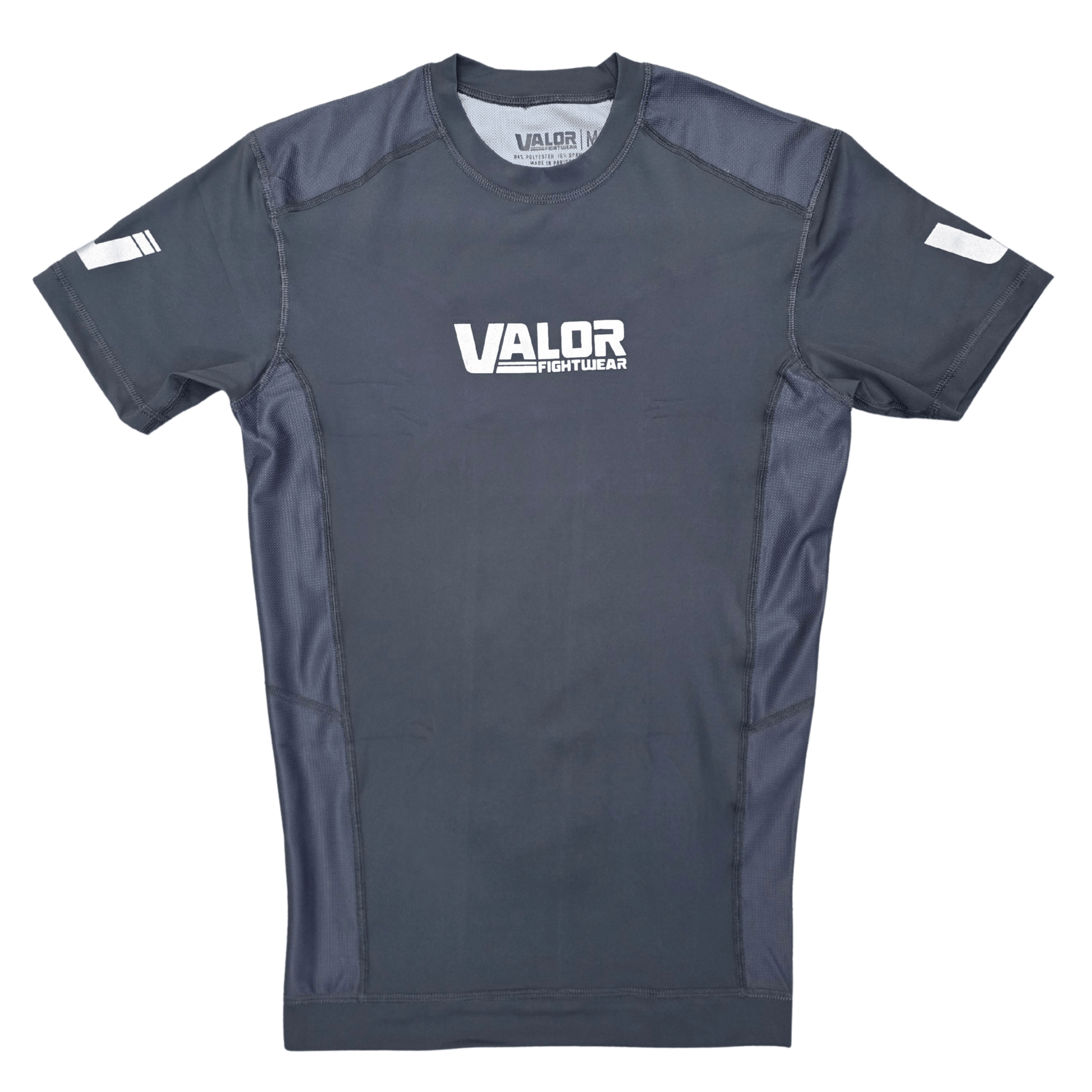 VALOR GREY / SILVER MESH SHORT SLEEVE RASH GUARD Valor Fightwear