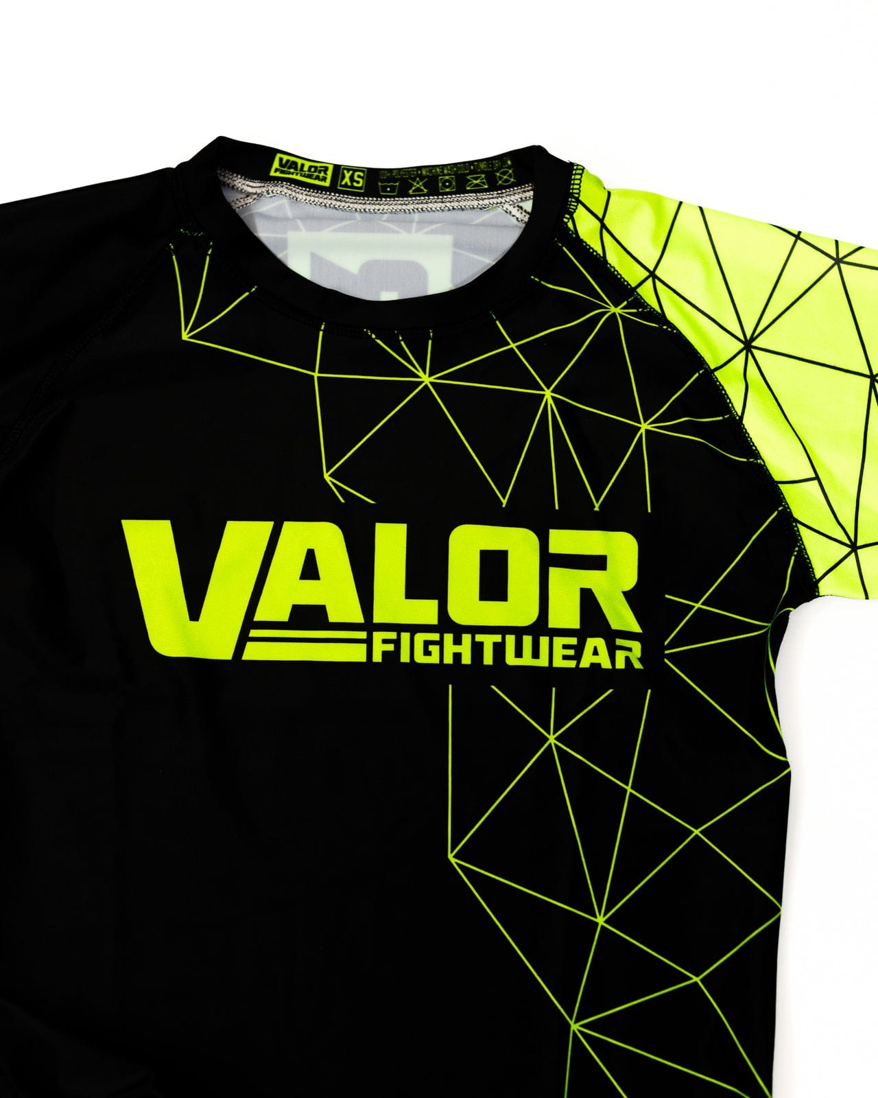 Geometric Design No Gi BJJ/MMA Rash Guard - Green/Black - Valor Fightwear