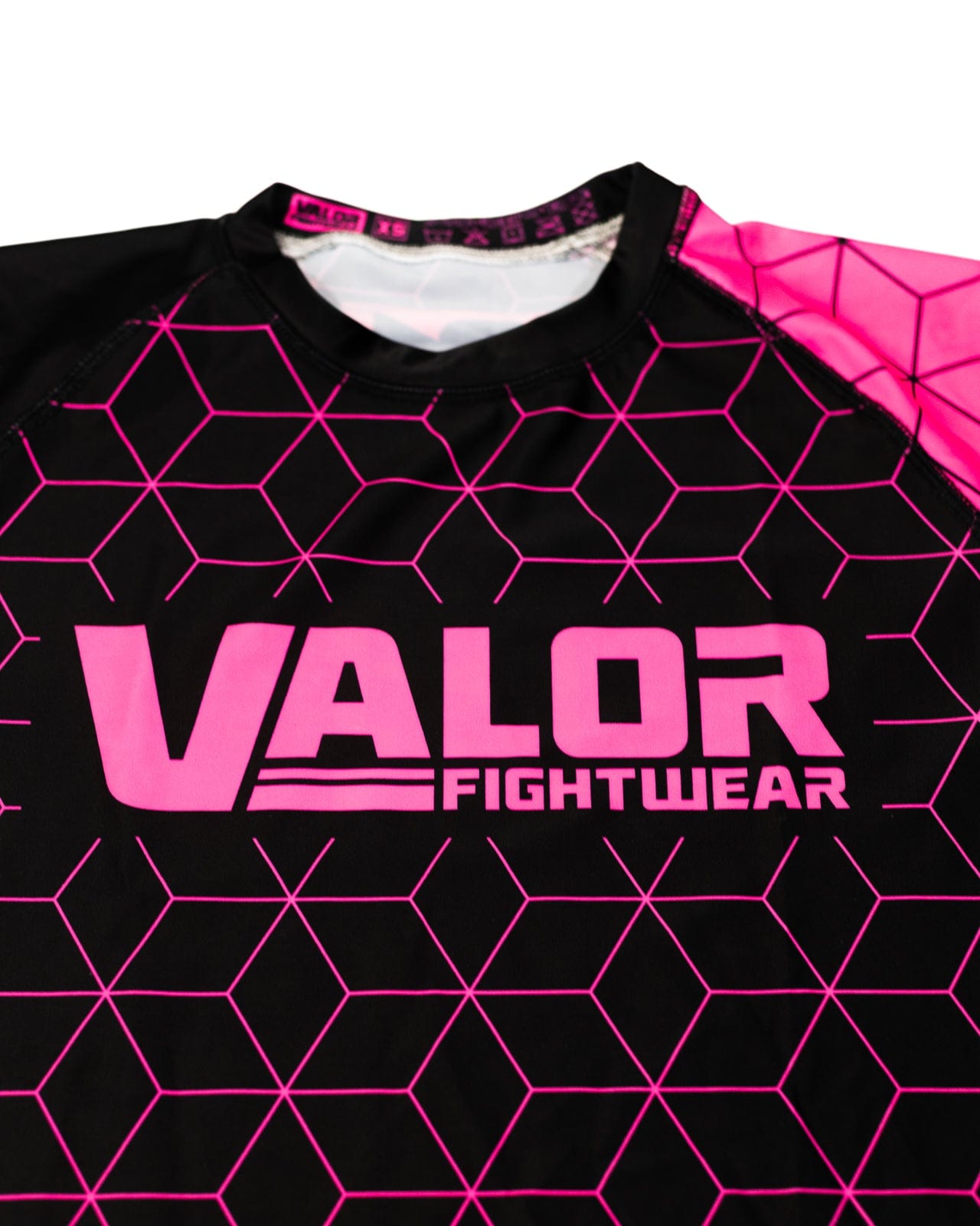 Geometric Design No Gi BJJ/MMA Rash Guard - Pink/Black - Valor Fightwear Adult Rashguard Valor Fightwear   
