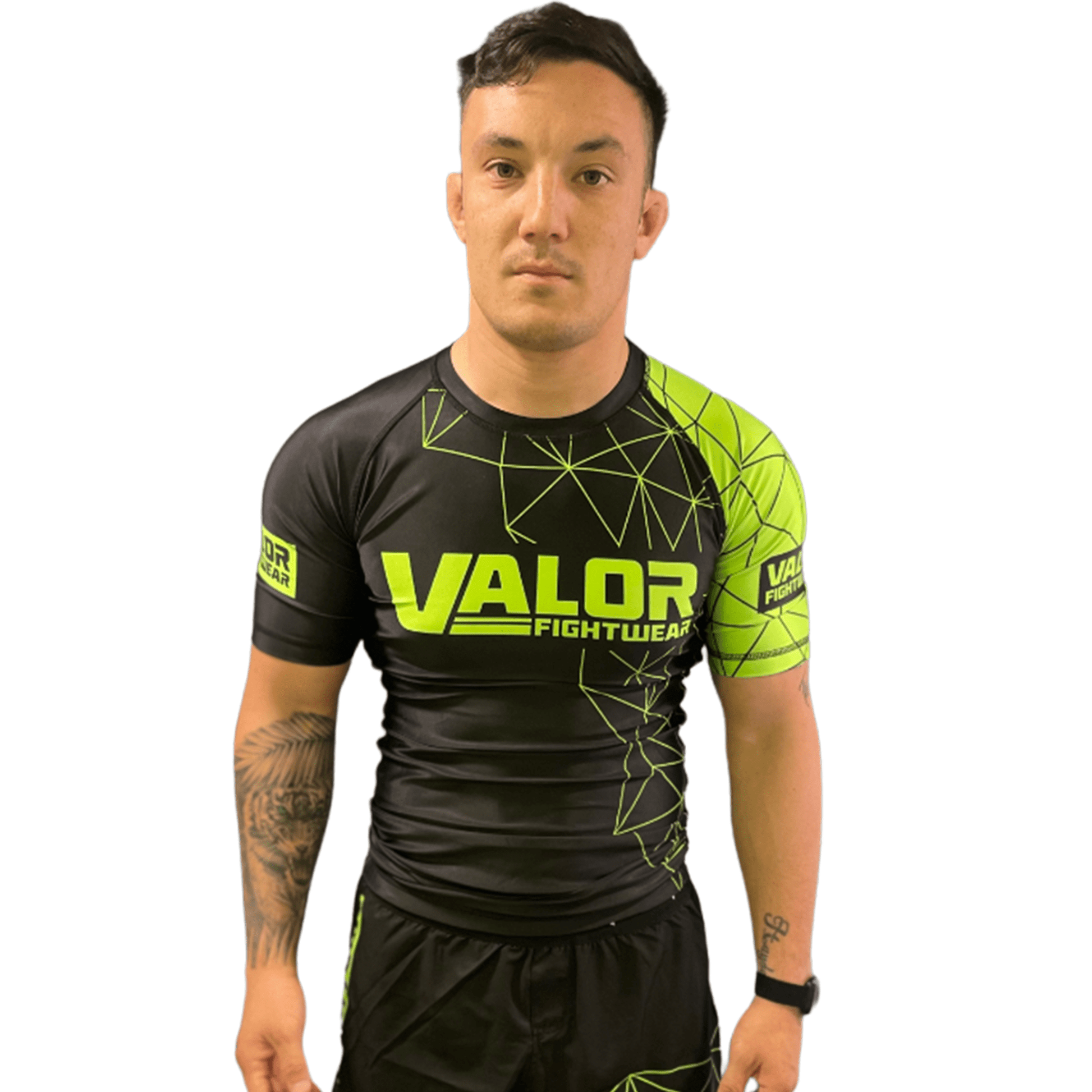 Geometric Design No Gi BJJ/MMA Rash Guard - Green/Black - Valor Fightwear