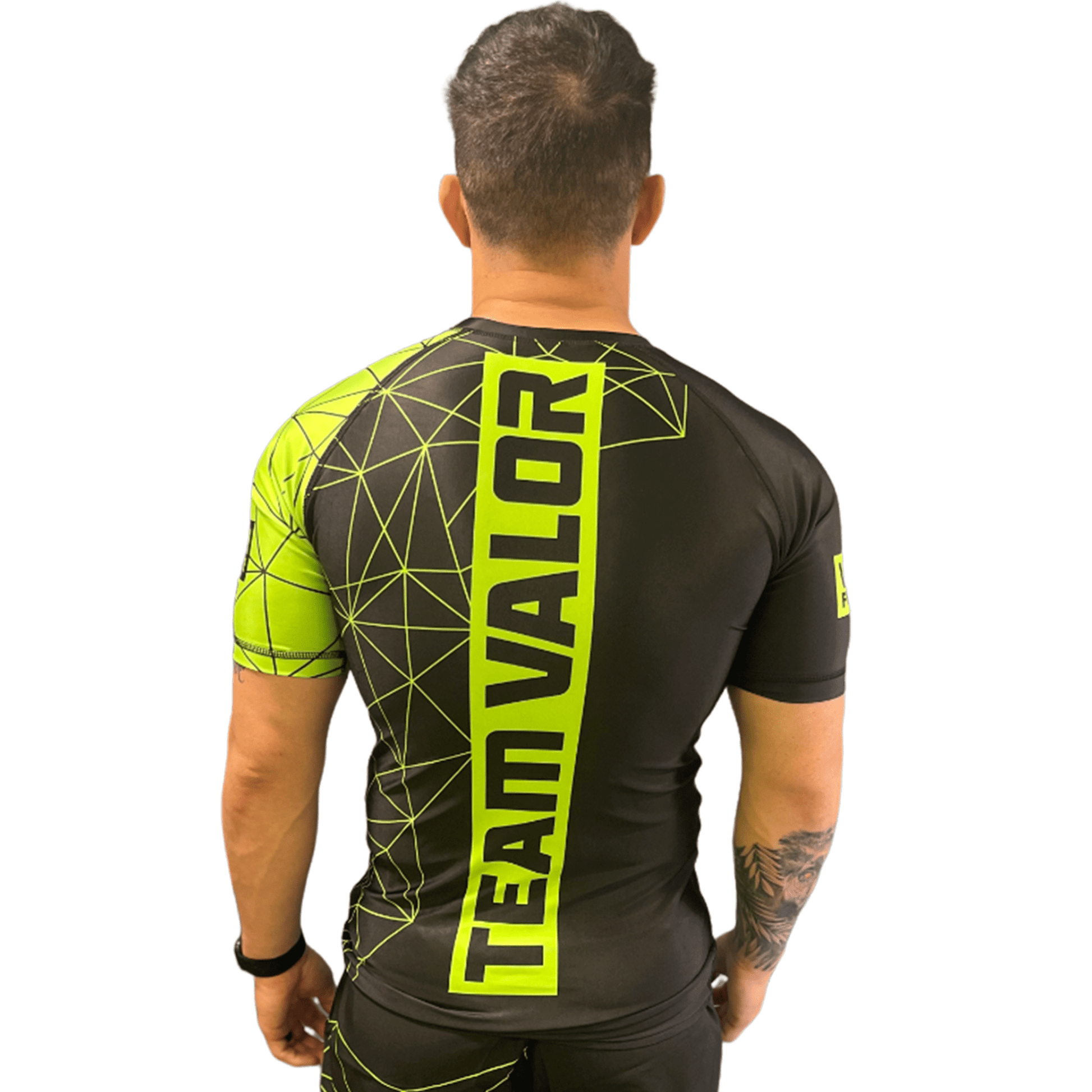 Geometric Design No Gi BJJ/MMA Rash Guard - Green/Black - Valor Fightwear