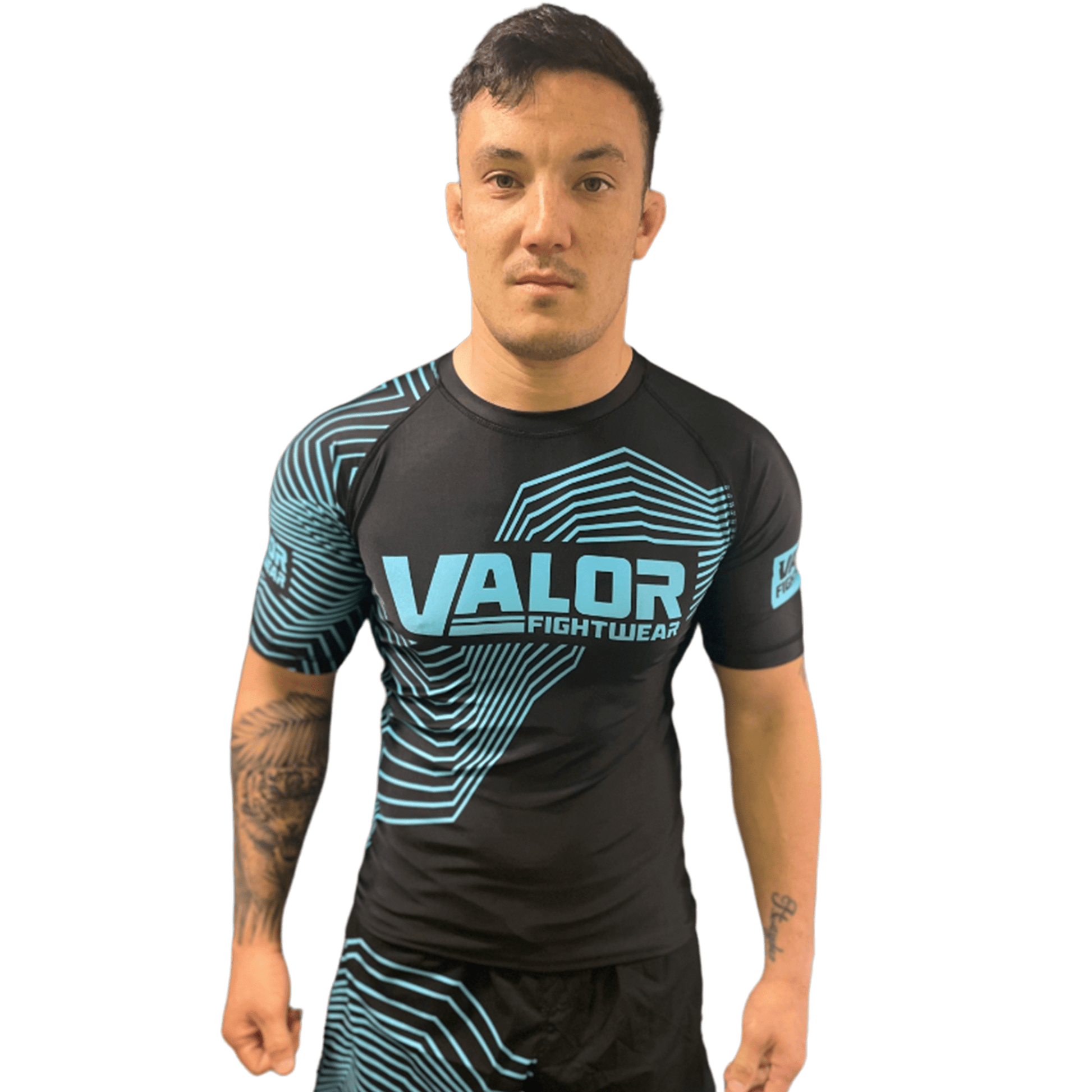Geometric Design No Gi BJJ/MMA Rash Guard - Blue/Black - Valor Fightwear