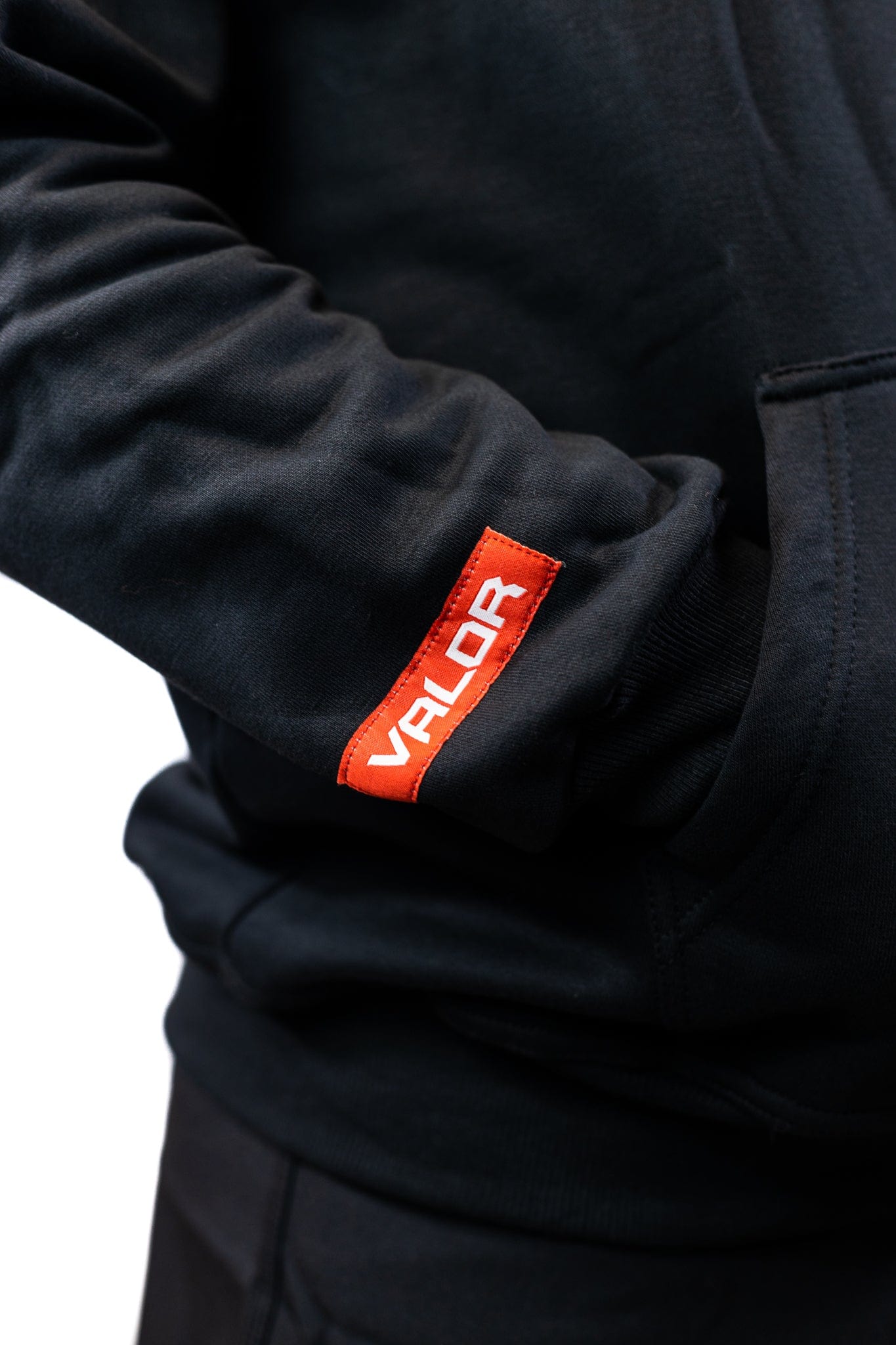 VALOR BLACK HOODIE – RED