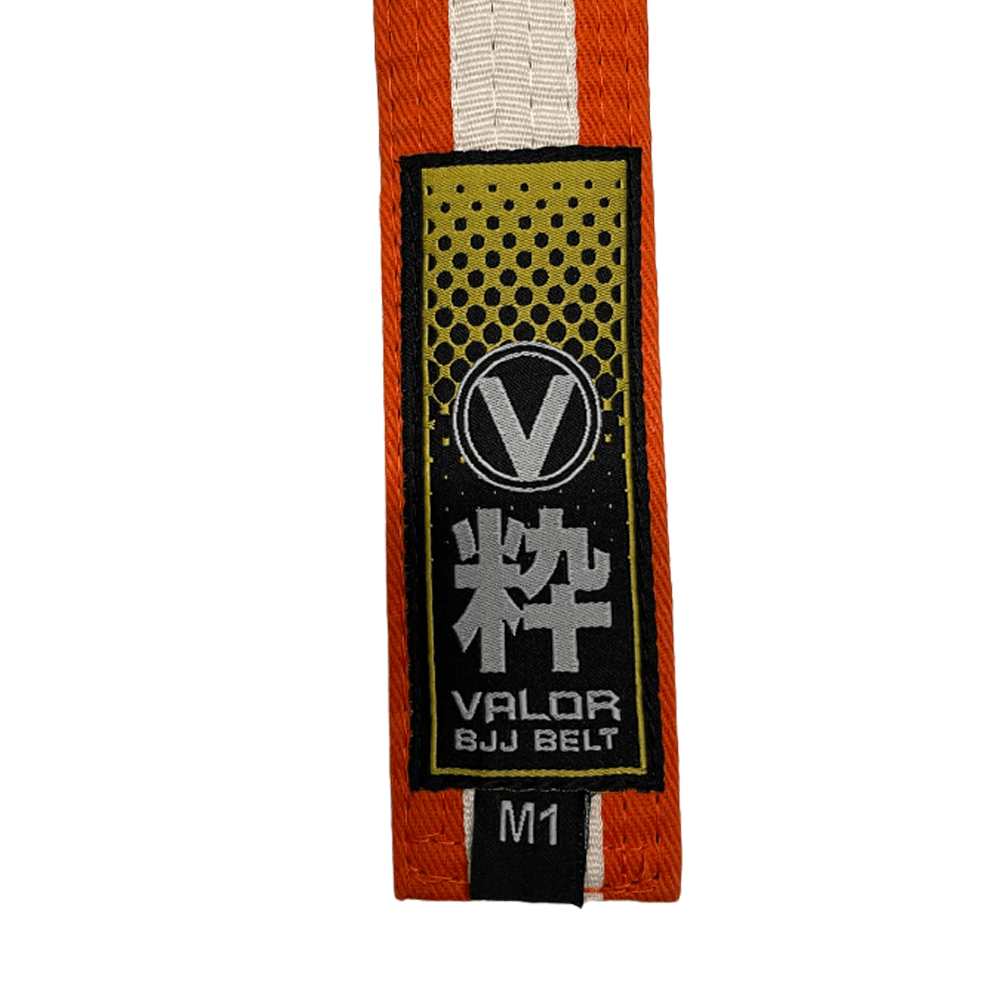 Kids IBJJF Rank Belt -Orange With White Stripe - BJJ Belt - Valor Fightwear