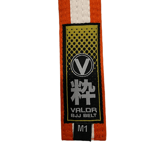 Kids IBJJF Rank Belt -Orange With White Stripe - BJJ Belt - Valor Fightwear Kids Belt Valor Fightwear