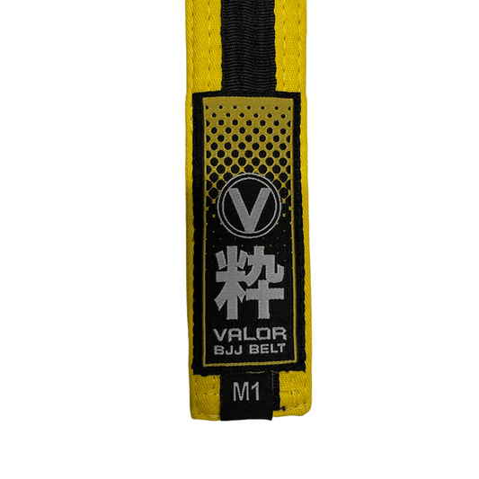 Kids IBJJF Rank Belt - Yellow with Black Stripe - BJJ Belt - Valor Fightwear Kids Belt Valor Fightwear